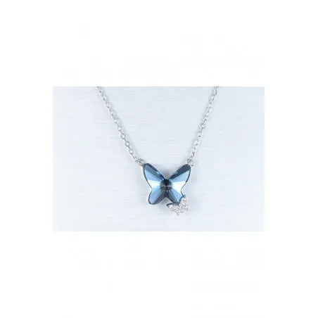 Collier pendentif argent papillon bleu