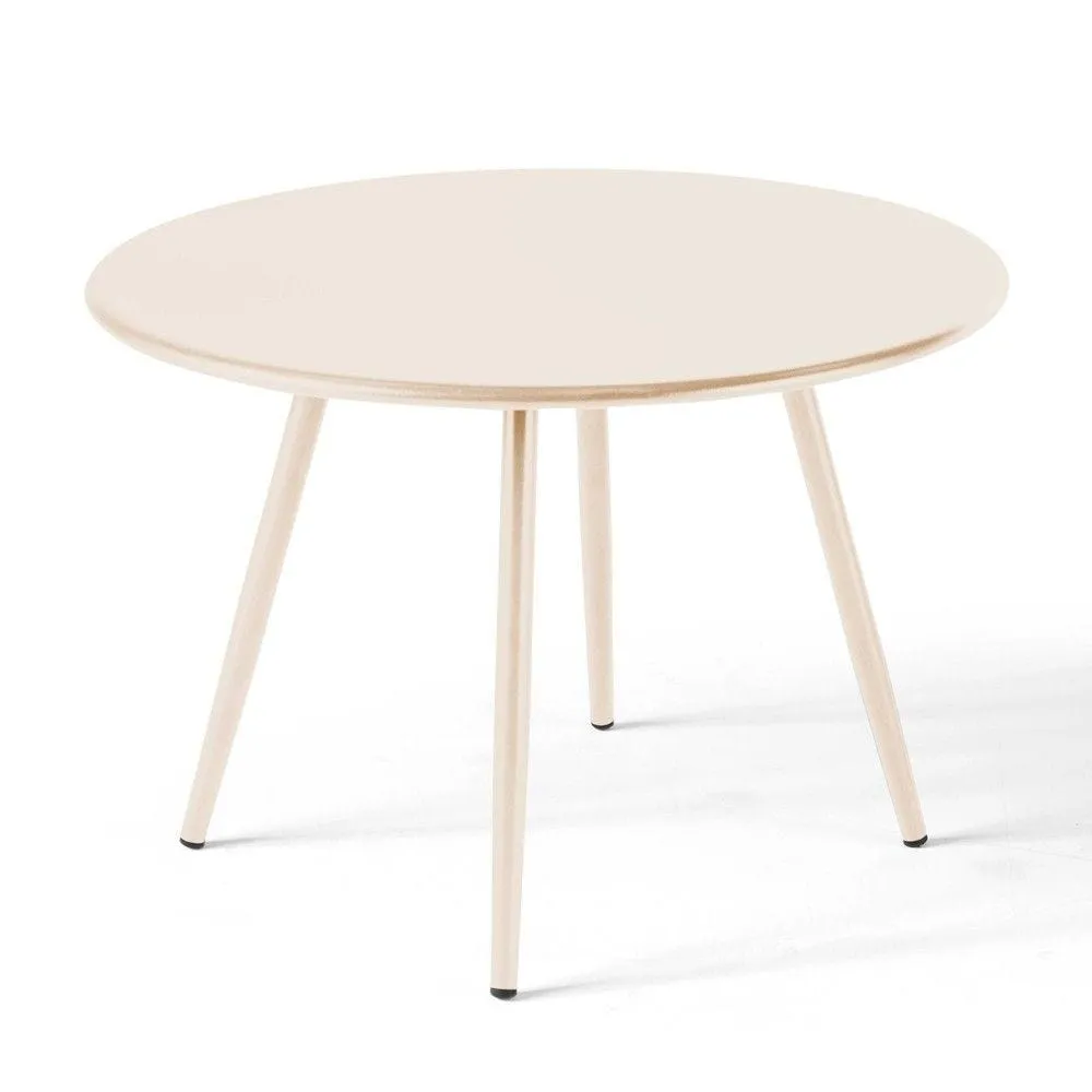 Table basse d'extérieur ronde en métal ivoire 40cm oviala